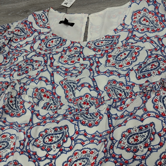 NWT Talbots Plus Blouse Size 1X Paisley Ruffle Neck Long Sleeve Flowy Office - Picture 7 of 13